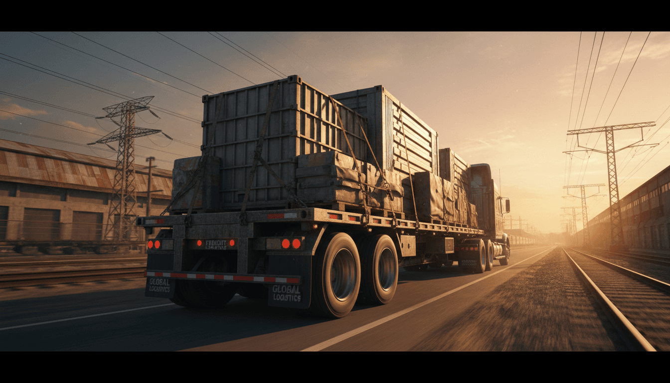Line of military trucks on a supply route